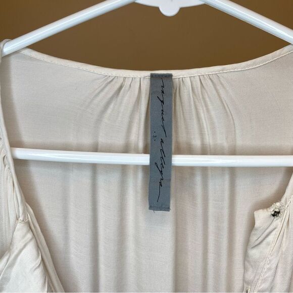 Raquel Allegra | Snap Button V-Neck Long Sleeve Poet Blouse in Ivory Sz 3 Large - Picture 2 of 15